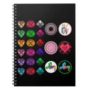 Carnet Boutons de bande dessinée brillant noir noir backg