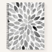 Carnet Boutons de brosse d'aquarelle - noir et blanc (Devant)