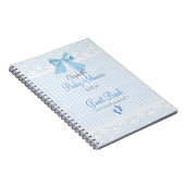 Carnet Bow and Lace Image Blue Baby shower Guest Book- (Côté Droit)