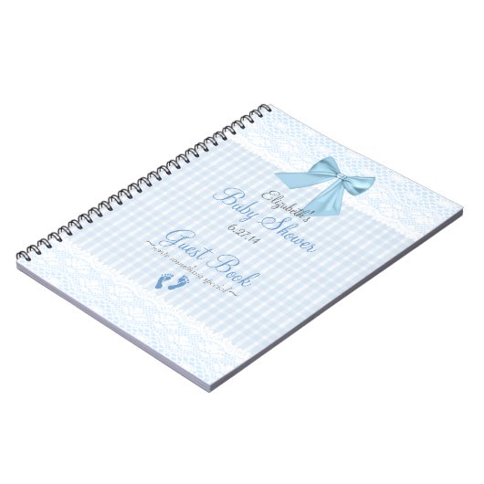 Carnet Bow and Lace Image Blue Baby shower Guest Book- (Côté gauche)
