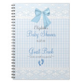 Carnet Bow and Lace Image Blue Baby shower Guest Book- (Devant)
