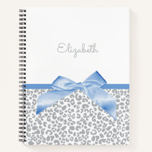 Carnet Bow bleu clair avec Empreinte de léopard tendance