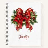 Carnet Bow de Noël Festif Rouge et Or (Devant)