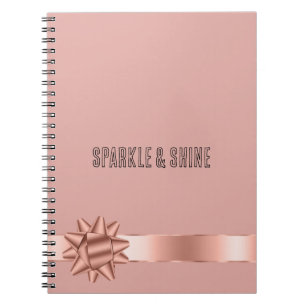 Carnet Bow en ruban or rose