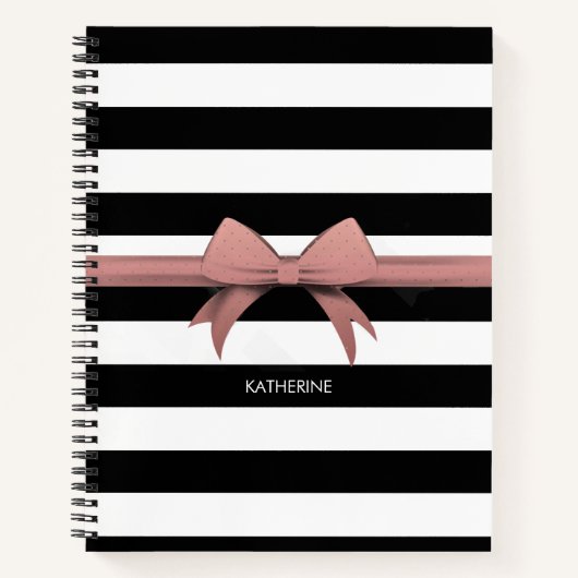 Carnet Bow rose et rayures (Devant)