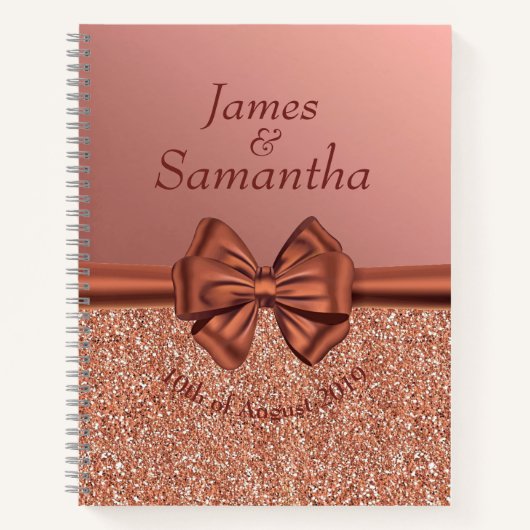 Carnet Bow satiné rose or - Planificateur (Devant)