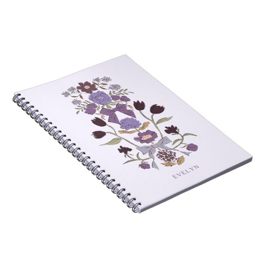 Carnet Bows et fleurs pourpre rustique (Côté Droit)