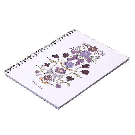 Carnet Bows et fleurs pourpre rustique (Côté gauche)