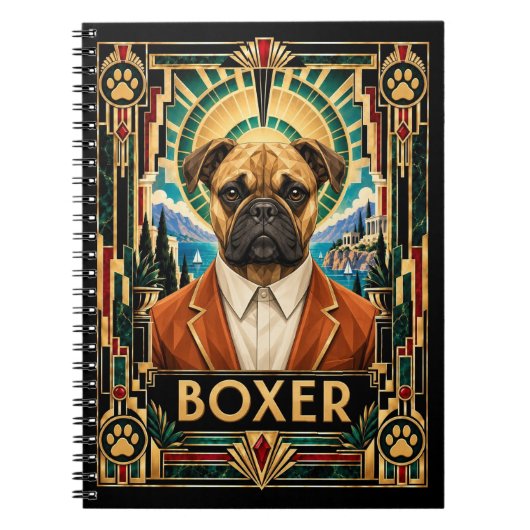Carnet Boxer, chien Art Déco (Devant)