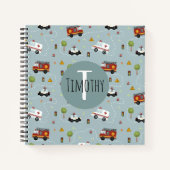 Carnet Boys mignonne Transport Motif et nom Enfants Monog (Devant)