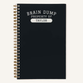 Carnet Brain Dump Personalized Name Modern Stylish Black (Recto)