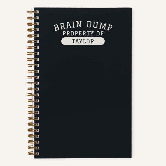 Carnet Brain Dump Personalized Name Modern Stylish Black (Recto)