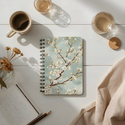 Carnet Branche Botanique Fleur Blanche Délicate