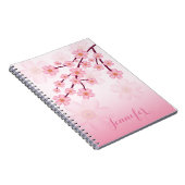 Carnet Branche de Sakura à fleurs de cerisier rose avec n (Côté Droit)