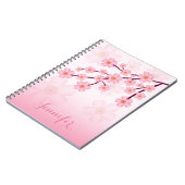 Carnet Branche de Sakura à fleurs de cerisier rose avec n (Côté gauche)