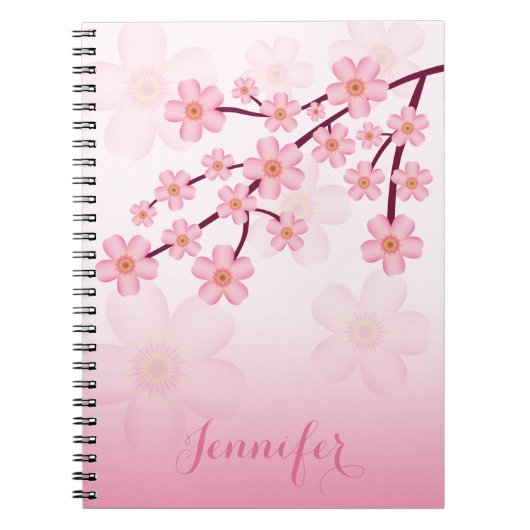 Carnet Branche de Sakura à Fleurs de Cerisier Roses avec (Devant)