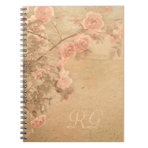 Carnet Branche Rose en floraison Pink Gold Vintage