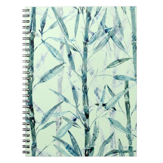Carnet Branches, blanc, vert, leaves, bamboo (Devant)