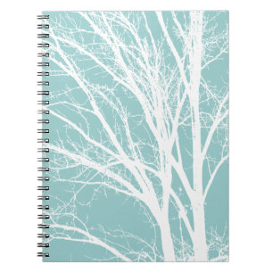 Carnet Branches d'arbre blanc bleu rustique