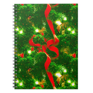 Carnet Branches d'arbre de Noël et rubans rouges