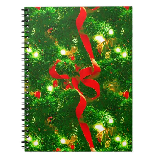 Carnet Branches d'arbre de Noël et rubans rouges (Devant)