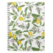 Carnet Branches de citron avec fleurs et fruits sur blanc (Devant)