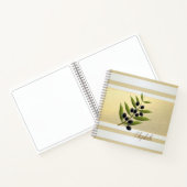 Carnet Branches de fille moderne or rayé, branche d'olive (Intérieur)