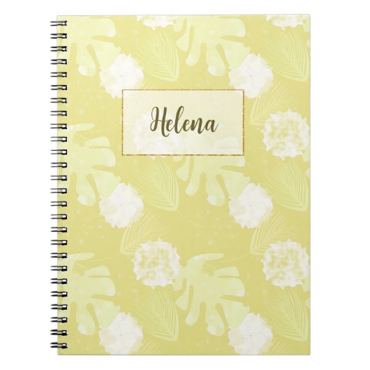 Carnet Branches, feuilles et fleurs de couleur beige lait (Devant)