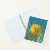 Carnet Branches Gold Tree Motif Monogramme bleu (Intérieur)