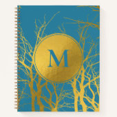 Carnet Branches Gold Tree Motif Monogramme bleu (Devant)