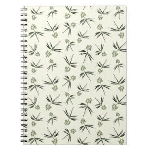 Carnet Branches vertes sur crème - motif sans soudure