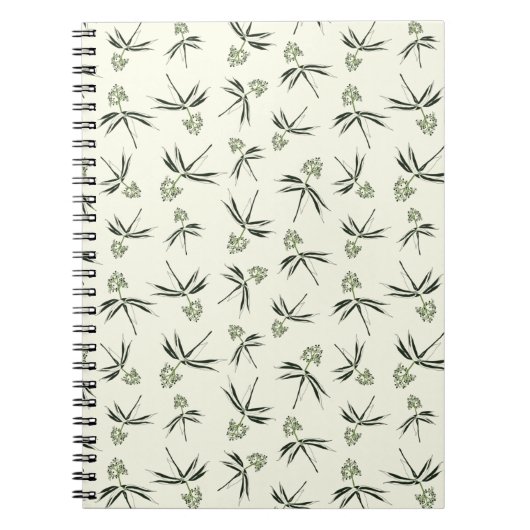 Carnet Branches vertes sur crème - motif sans soudure (Devant)