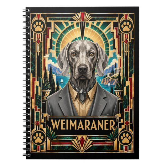 Carnet Braque de Weimar, chien Art Déco (Devant)