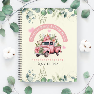 Carnet Bravo à maman Pink Vintage Floral Truck Coquette