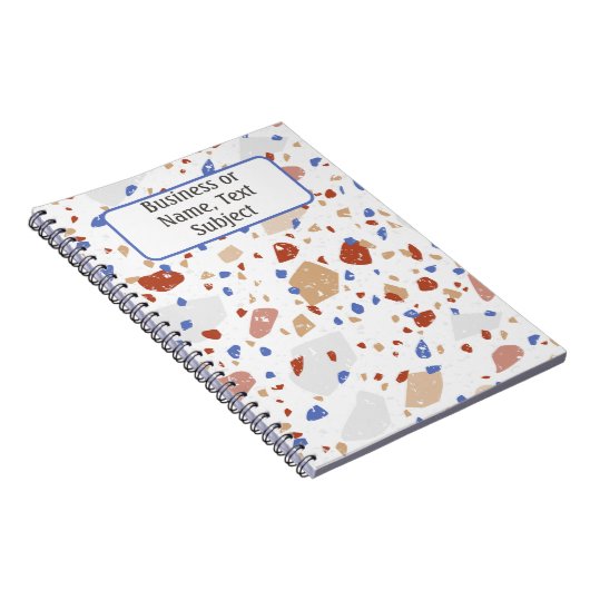 Carnet Brick Red Blue & Tan Marble Chips Terrazzo Pattern (Côté Droit)