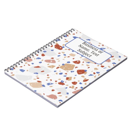 Carnet Brick Red Blue & Tan Marble Chips Terrazzo Pattern (Côté gauche)