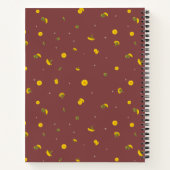 Carnet Brick Red Japanese Dandelion Floral Pattern (Dos)