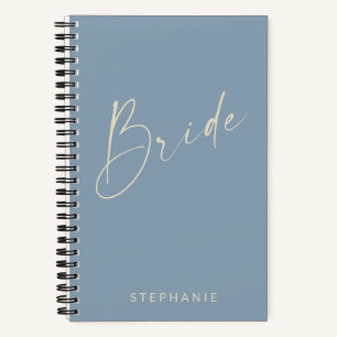 Carnet Bride Chic Minimaliste Personnalisé Dusty Blue