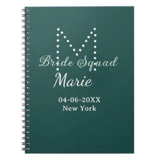 Carnet Bride squad add name monogram bridesmaid blue
