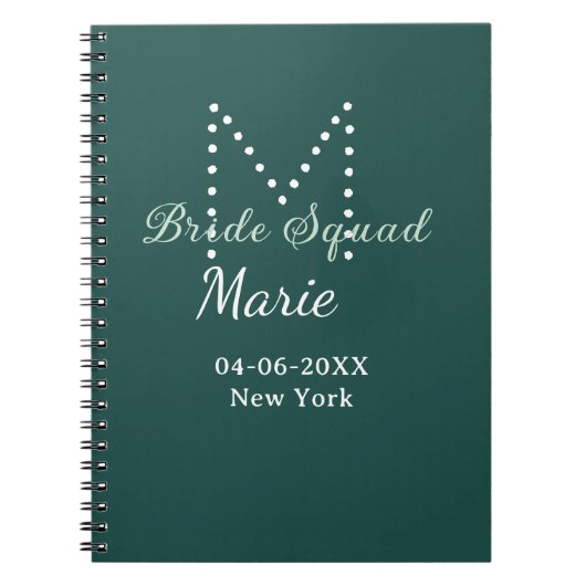 Carnet Bride squad add name monogram bridesmaid blue (Devant)
