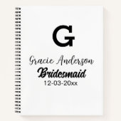 Carnet Bridesmaid ajouter nom monogramme simple minimal m (Devant)