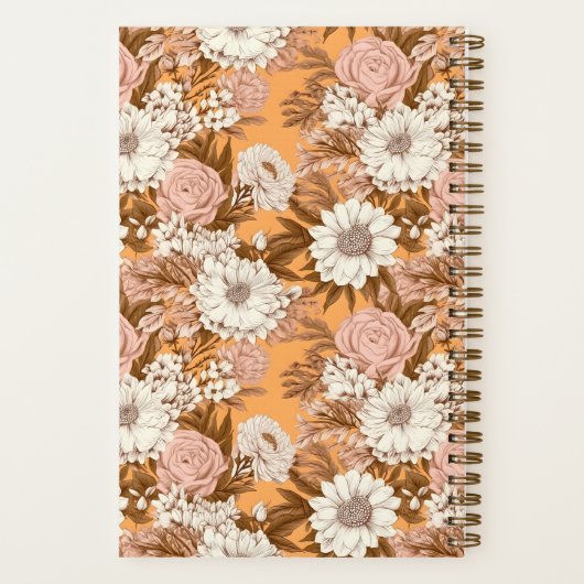 Carnet Bridesmaid Boho Orange and Peach Floral Pattern (Verso)