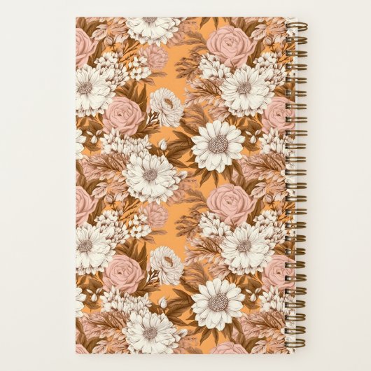 Carnet Bridesmaid Boho Orange and Peach Floral Pattern (Verso)