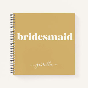Carnet Bridesmaid Simple Minimaliste Nom Moderne Moutard