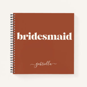 Carnet Bridesmaid Simple Minimaliste Nom Moderne Rouille