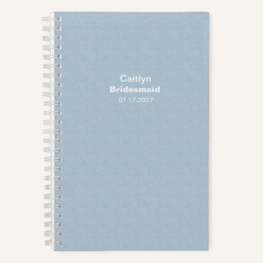 Carnet Bridesmaid Textured Dusty Blue Typographic (Recto)
