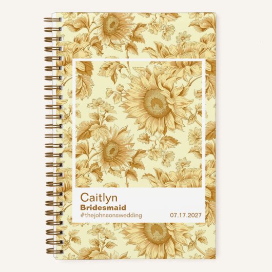 Carnet Bridesmaid Yellow Sunflowers Floral Pattern (Recto)