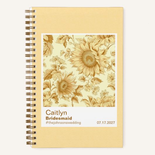 Carnet Bridesmaid Yellow Sunflowers Floral Pattern Swatch (Recto)
