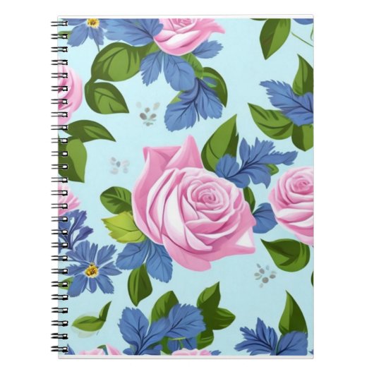 Carnet Bridgerton Inspirée Lys bleu rose roses Floral (Devant)