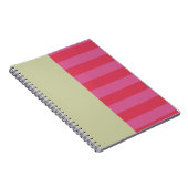 Carnet Bright Cheerful pink and sage green striped design (Côté Droit)